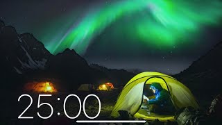 25 Minute Timer - Camping under the Northern Lights (Night Time Ambience)