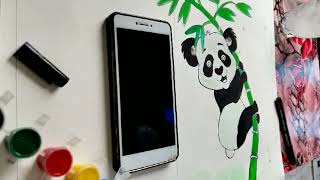 colour panda drawing | colour panda hanging on bamboo |