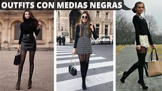 MODA 2023 MUJER LOOKS MEDIAS NEGRAS DE MODA OTOÑO INVIERNO 2023/ MUJER  TENDENCIAS 2023