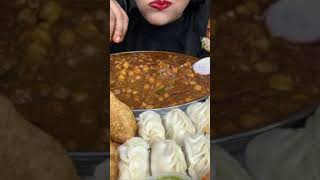 CHOLLE BHATURE & MOMOS #asmr #mukbang #food #eatingshow #shorts