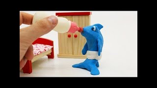 Baby Shark Food Time Play Doh Stop Motion Movie Kids Cartoon Video