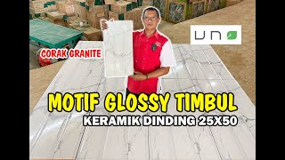 HARUS PUNYA NIH KERAMIK DINDING UKURAN 25X50 TIPE AQUILA WHITE | MERK UNO | TEKSTUR GLOSSY