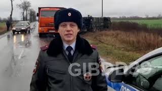 Под Гусевом перевернулся пассажирский автобус