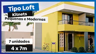 Tipo Loft kitnets pequenas e modernas | 4 x 7m | viver de kitnet | 7 kitnets bem aproveitados