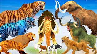 10 Zombie Tiger Lion Mammoth vs African Elephant Cow Bull Buffalo Saved By African Elephant Mammoth