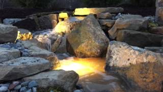 LED Landscape Lighting On A Beautiful Water Feature