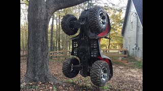 WINCHING A FOUR WHEELER UP A TREE!! TESTING THE HARBOR FREIGHT 3500LB WINCH AND WORKING ON ATVS