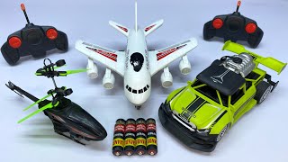 Rechargeable RemoteControl Car with RC Flying Helicopter and A380 Airplane Unboxing and Testing 😍