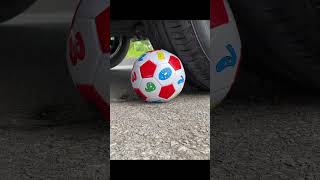 Crushing Crunchy & Soft Things by Car! EXPERIMENT Car vs soccer balls #shorts