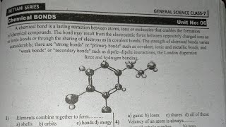 Everyday Science MCQs About Chemical Bonds Part1•General Science Class 7 Chemical Bonds MCQs Part1