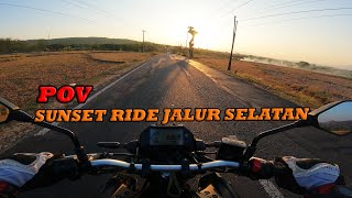 RIDING SUNSET JALAN LINTAS SELATAN JAWA | POV YAMAHA MT25 ORIGINAL SOUND ENGINE AND MUFFLER