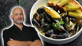 Moules marinières - Recette Simple et Facile - Moules marinières à la crème