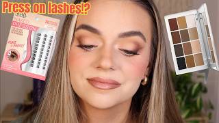 EASY Fall Eyeshadow Tutorial! and trying Press On Lashes!?