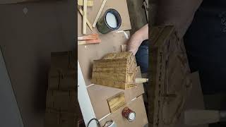 power carving birdhouse - 2nd coat of spar urethane