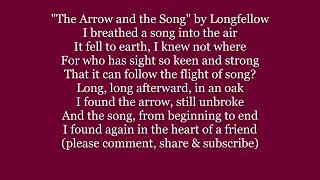 THE ARROW and the SONG Poem Henry Wadsworth Longfellow Poetry verse Lyrics Words text trending