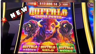 Buffalo Gold Triple Power 🦬 1st Spin Win & Bonus Game! Retriggers! #buffalogold #slotplay