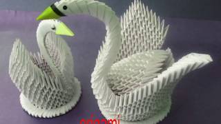 Modular origami with their hands, Swan