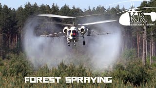 Forest spraying with helicopter