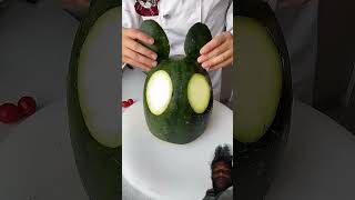 Watermelon 🍉 cutting and design making #watermelon #carvingfruit #halloween #fruitcarving #fruit