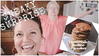 COOK WITH ME + VLOG WITH GRAM 👵 Vegan Banana Pancakes | Thug Kitchen