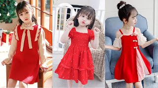 Baby Girl Red Colour Dress 2023//Latest Baby Girl Outfit Collection//Cute Dresses For Kids Girls