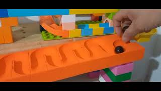 Marble run race  asmr color wave slope down and up waves.