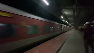 Dangerous Wap7 Chambal Express Passing Through Village Station on a Chilled Evening