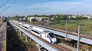 Vande Bharat crossing Vaigai river bridge towards Chennai 20666 (Tirunelveli Chennai Egmore)