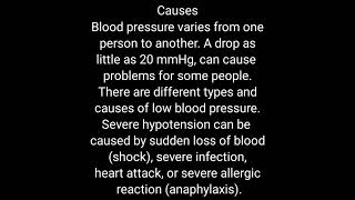 Hypotension; Blood pressure - low; Postprandial hypotension; Orthostatic ;causes#definition