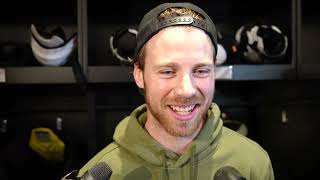 Locker Room Raw: Elias Lindholm Speaks Following Bruins Captains Practice