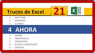 21 Trucos de Excel 2019 - Tema N. 4 Ahora