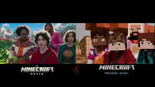 A Minecraft Movie original vs Animated version COMPARISON [links to trailers in des]