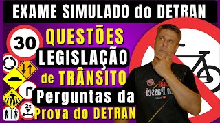 PERGUNTAS da PROVA de LEGISLAÇÃO de TRÂNSITO do DETRAN - EXAME SIMULADO do DETRAN - PROVA TEÓRICA