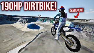 RIDING A 190HP DIRTBIKE AT A SKATEPARK AND A BMX PARK!? (MXBIKES)