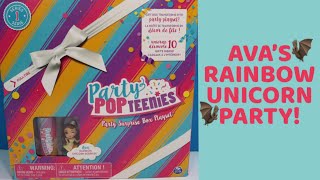 🦇PARTY POP TEENIES SURPRISE PARTY BOX PLAYSET AVA'S RAINBOW UNICORN SURPRISE 🦇