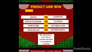 predict 👀and win 👏👏the following matchs #Napoli #liverpool #Barcelona #inter_Millan #fcporto #ajax