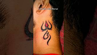 Trishul with om tattoo on neck #tattoo #tattoodesign #shorts #youtubeshorts