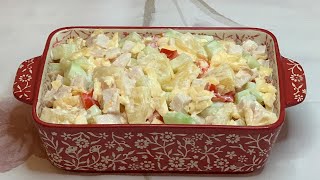 Рецепт вкусного салата. Восхитительный салат с АНАНАСАМИ🍍 и куриной грудкой за 5 минут