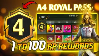 😳A4 ROYAL PASS // 1 TO 100 RP //ACE 4 ROYAL PASS PUBG MOBILE/BGMI  ( A3 ROYAL PASS )