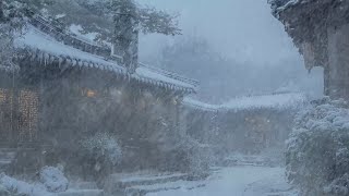 Winter Wind Atmosphere for Deep Sleep | Cabin Refuge in Snowy Wilderness | Blizzard & White Noise