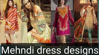 Latest Mehndi outfits for girls. Trendy dresses ideas for mehndi function.