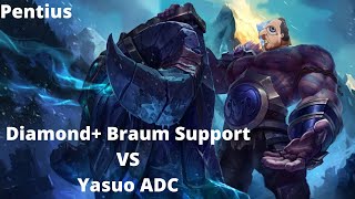 How to shut down Yasuo ADC || Diamond 1 Support Braum Gameplay