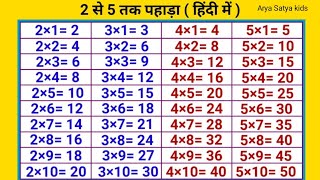 Multiplication table | table of 2 to 5 | 2 se lekar 5 tak table | 2 से 5 तक पहाड़े | Pahada | Ginti