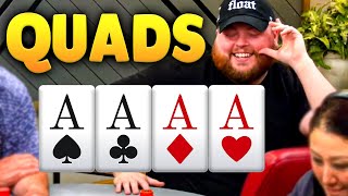 Lucky Poker Player FLOPS QUADS ACES And Gets PAID!