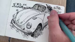 Real time sketch of a VW Beetle