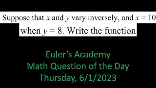 Math Question of the Day: Thursday June 1st, 2023