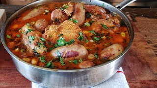 HEARTY ONE POT CHICKEN AND SAUSAGE ] CHICKEN ,SAUSAGE AND BUTTERNUT SQUASH STEW