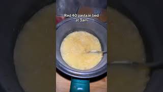 Cooking red pasta in bed at 3am #lazypot #cooking