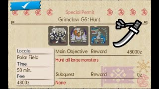 MHGU - Hub "Grimclaw G5: Hunt" [Guild Style Long Sword & Palicoes]