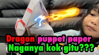 SERU!!! membuat dragon puppet paper - naganya kok gini??? #shorts #dragonpaper #tutorial #videolucu